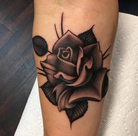Tattoos - Black and Grey Rose Tattoo - 128244
